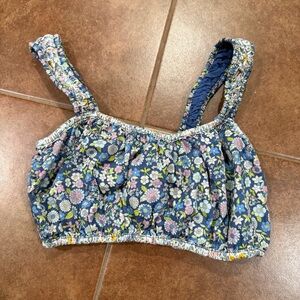 American Eagle Floral Blue Crop Top